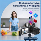 THPACIP 4K UHD Vlogging Camcorder with Stabilizer and Mic