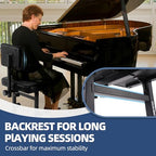 OUKMIC Height-Adjustable Piano Bench with Supportive Backrest