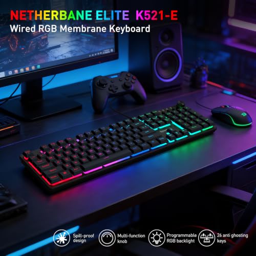 Redragon K521-E RGB Wired Gaming Keyboard with Volume Knob — main product image