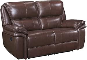 Lexicon Lyman Brown Leather Lay Flat Reclining Loveseat