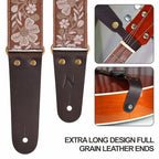 Nefelibata Embroidered Full-Grain Leather-End Guitar Strap