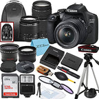 Canon EOS 2000D/Rebel T7 Dual Lens DSLR Bundle (Renewed)