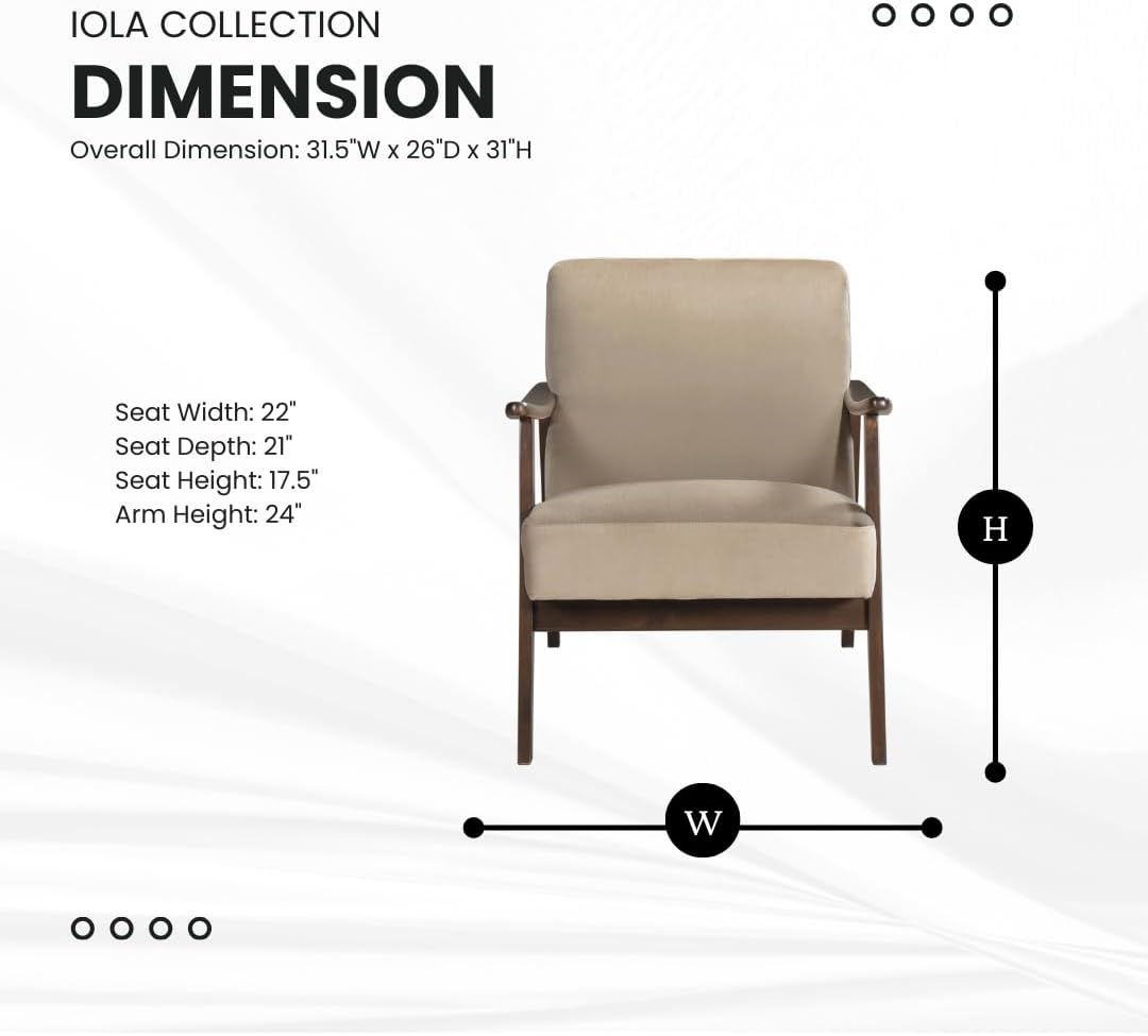 Lexicon 194840258988 Mid Century Modern Velvet Accent Chair