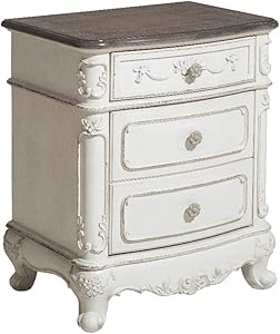 Lexicon Night Stand Antique White/Gray Wood