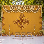 Fanfanwin Yellow Indian Pooja Backdrop, 8 x 5 ft Extralarge