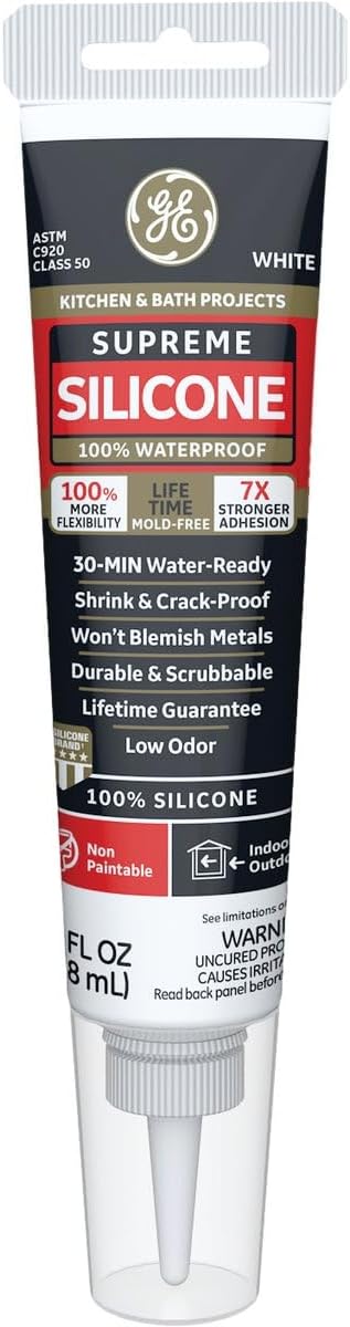 GE M90011 Supreme Silicone Caulk White 2.8oz