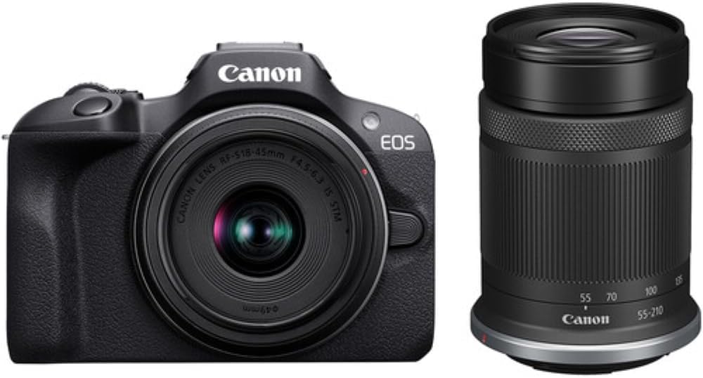 Canon EOS R100 Mirrorless Camera 18-45mm 55-210mm Lens Bundle