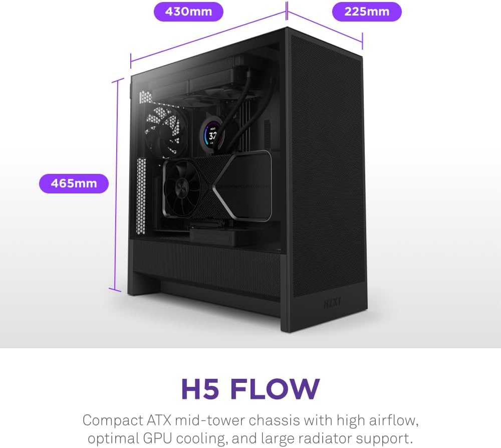 NZXT H5 Flow Black Compact ATX Gaming Case