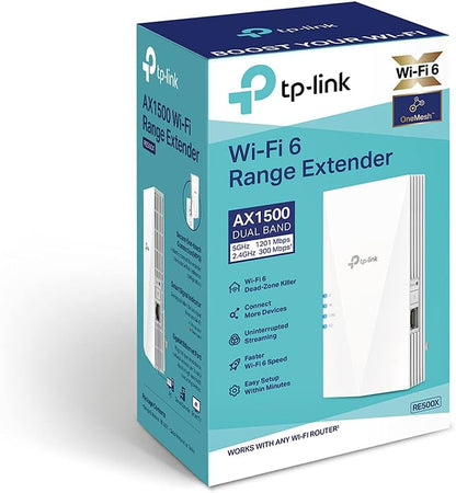 TP-Link RE500X AX1500 WiFi 6 Extender, 1.5Gbps, Gigabit Port