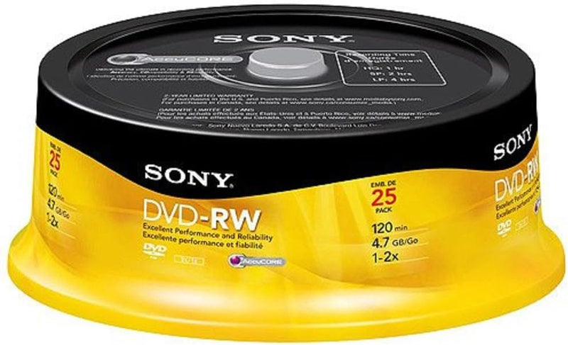 Sony 25DMW47RS2 DVD-RW Discs 25-Pack Spindle — main product image