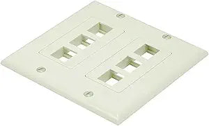 Monoprice 106834 2-Gang Keystone Wall Plate - 6 Hole, Ivory — main product image