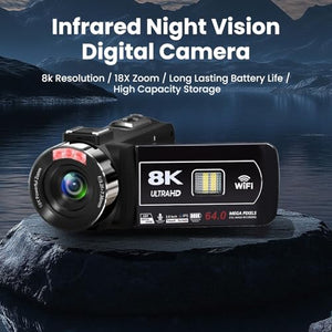LICAEVEY 8K Video Camcorder with Touch Screen and LED Light