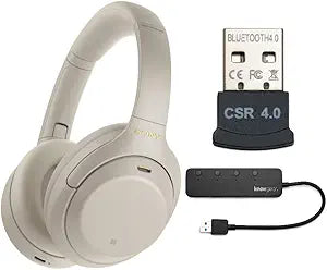 Sony WH-1000XM4 Silver Wireless Noise Canceling Headphones Bundle