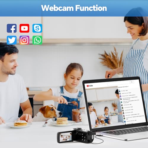 CAMWORLD 4K Camcorder with 18X Zoom and Rotating Screen — main product image