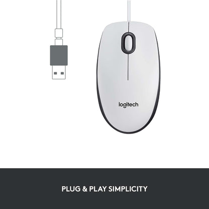 Logitech 910-005004 M100 Wired USB Mouse White