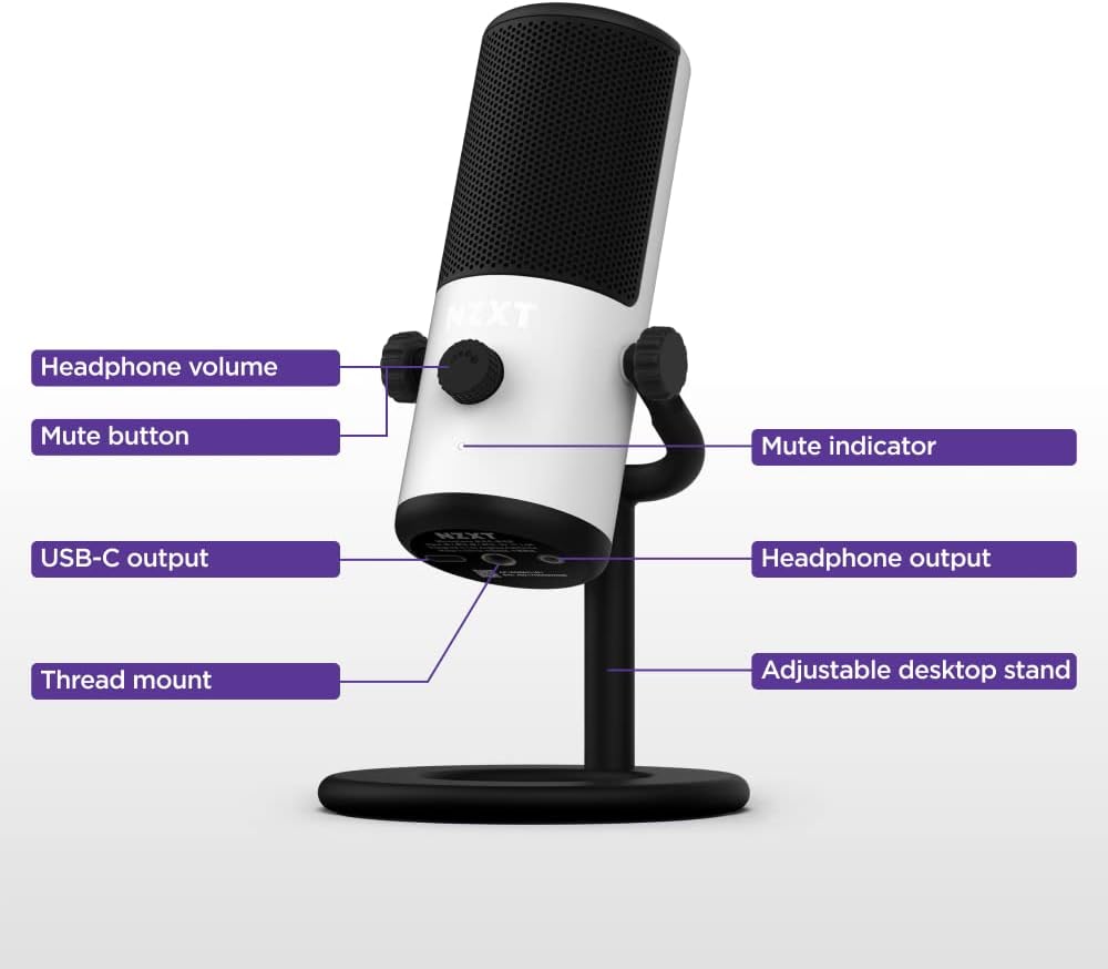 NZXT AP-WMMIC-W1 Capsule Mini USB Microphone White