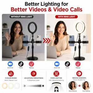 Acuvar 6-Inch LED Ring Light with Dual Phone Holders