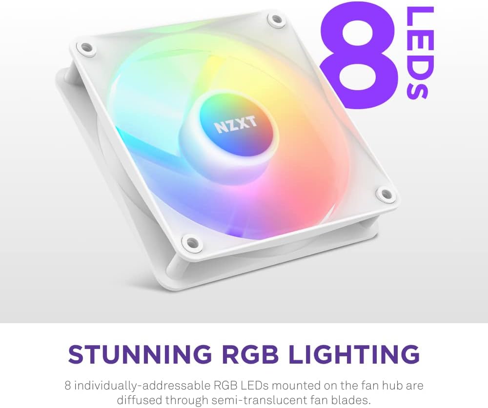 NZXT RF-C12SF-W1 - F120 RGB Core - 120mm White Case Fan