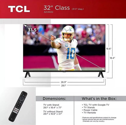 TCL 32S250G 32" 720p HD LED Google Smart TV (Renewed)
