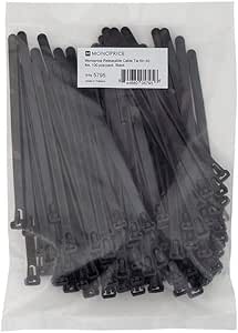 Monoprice Releasable Cable Tie 6-inch 100pcs Black