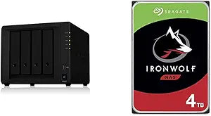 Synology DS418 4-Bay NAS with 4TB Seagate IronWolf Drives — main product image