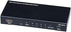 Monoprice 105557 Blackbird 4x1 HDMI Switch - Audio Extractor