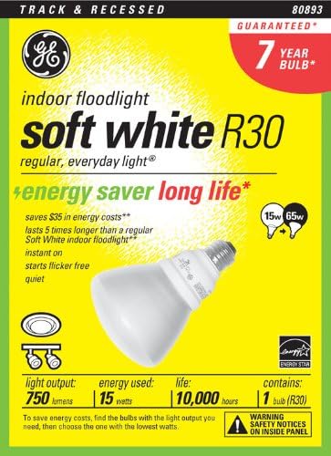 GE FLE16/2/R30XL827 CFL Floodlight Bulb 15-Watt Soft White