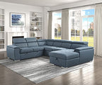Lexicon 194840129479 Cataleya Blue Chenille 4-Piece Sectional Sofa
