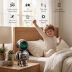 pafyh 3-in-1 Astronaut Clock Security Camera with 2K Night Vision