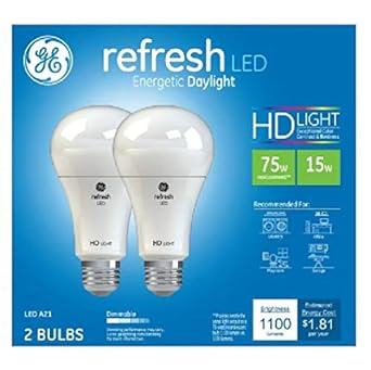 GE 93127636 Refresh HD LED Daylight Light Bulbs 2-Pack