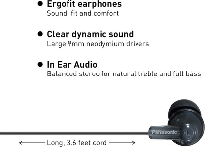 Panasonic RP-HJE120-K ErgoFit In-Ear Wired Earbuds