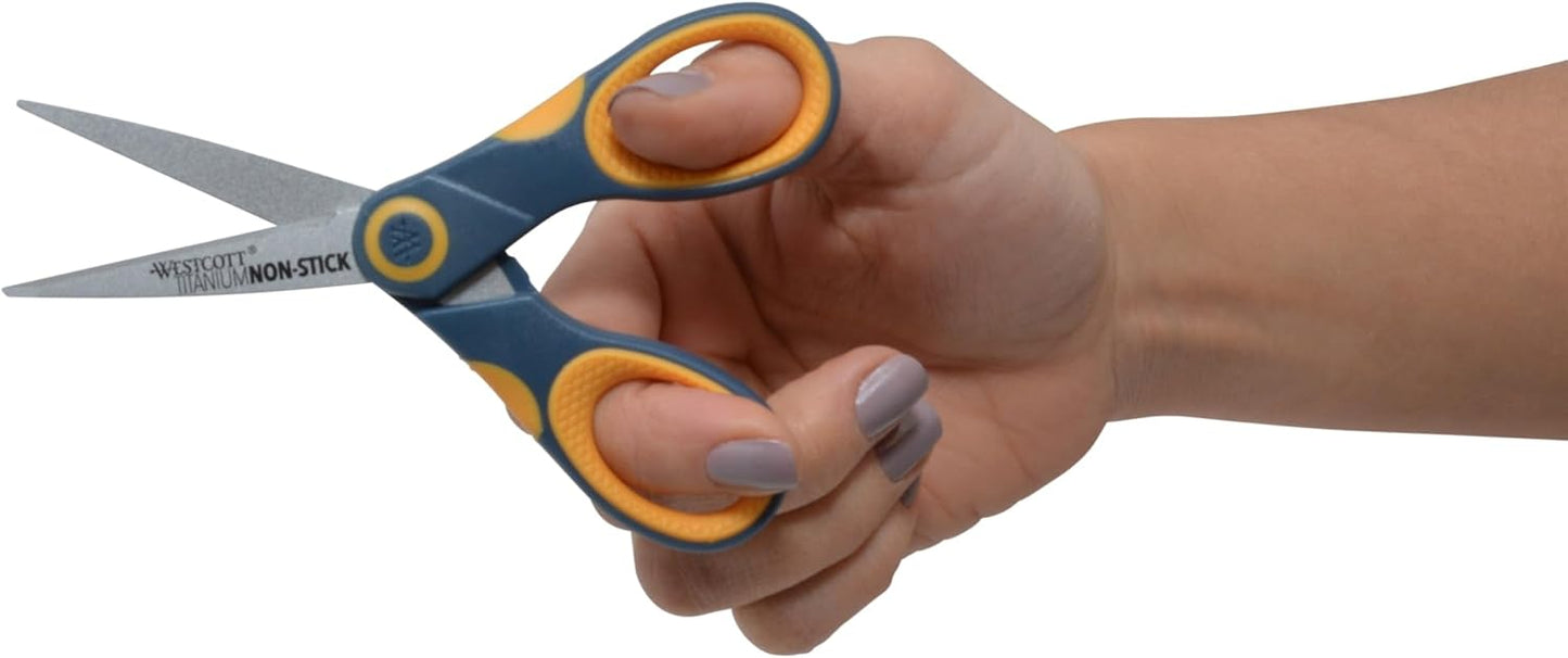 Westcott 14881 5-Inch Non-Stick Titanium Scissors Yellow/Gray