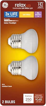 GE 44997 Relax 25W R14 LED Dimmable Warm White Bulb