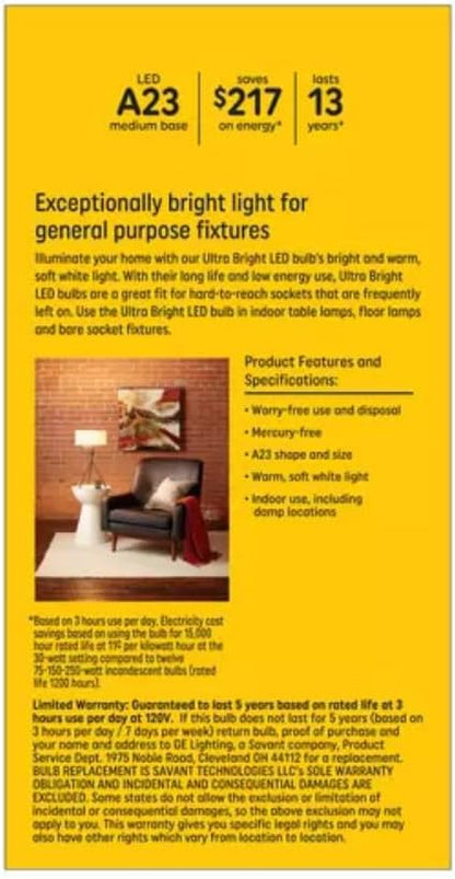 GE Ultra Bright LED 3-Way Bulb 75/150/250W Soft White