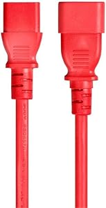 Monoprice 142089 1ft Red IEC C14 to C13 Extension Cord