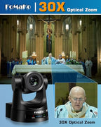 FoMaKo NDI PTZ Camera 30X Zoom AI Auto-Tracking Bundle