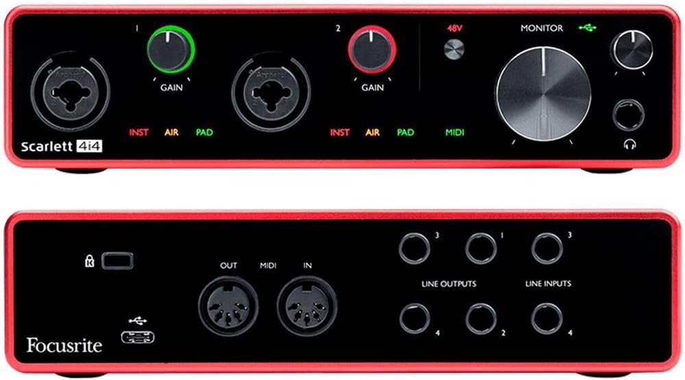 Focusrite Scarlett 4i4 3rd Gen USB Recording Interface Bundle