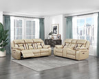 Lexicon 194840225089 Wall-Hugger Power Reclining Sofa Set Beige