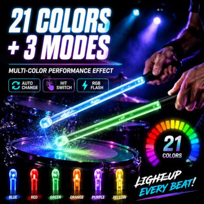 StaKoy LED Light Up Drumsticks with Comfort Grip