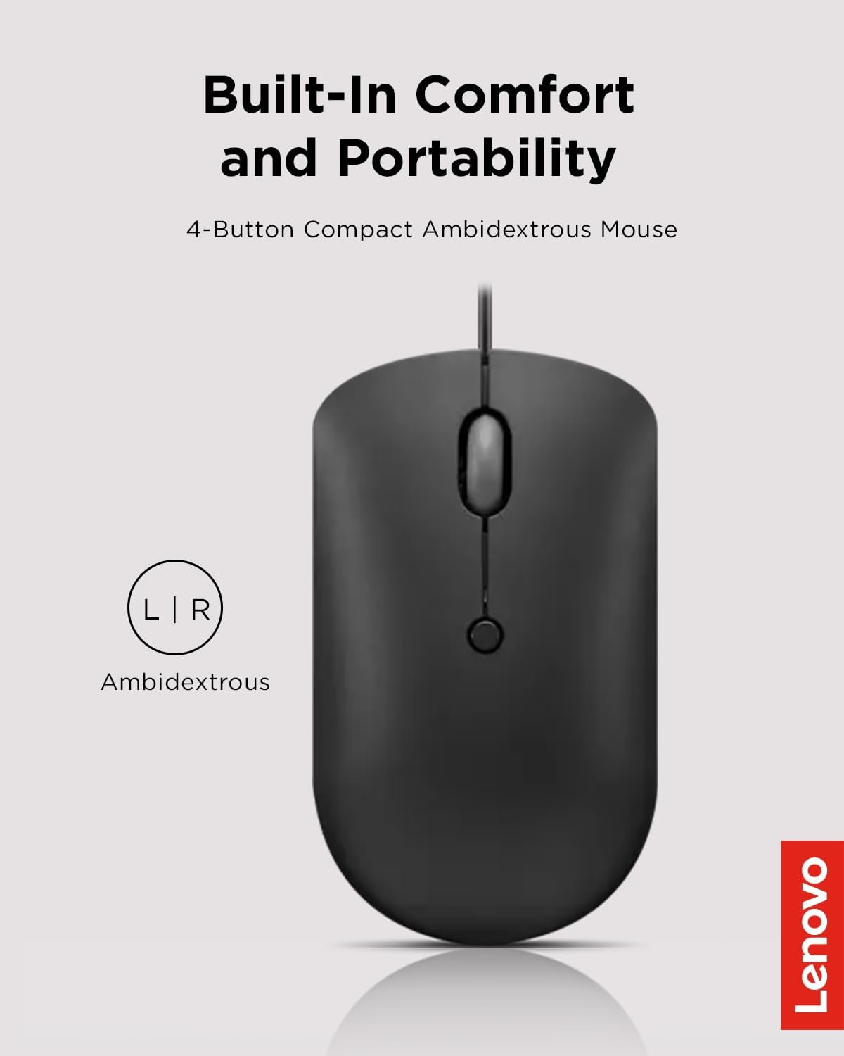 Lenovo GY51D20875 400 USB-C Compact Wired Mouse