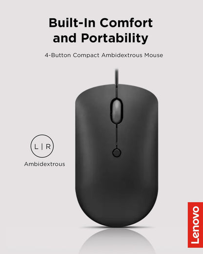 Lenovo GY51D20875 400 USB-C Compact Wired Mouse