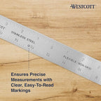 Westcott ZC-24 24-inch Zero Center Stainless Steel Ruler