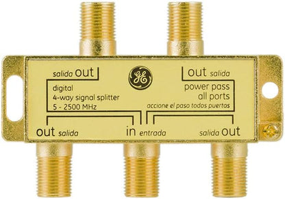 GE 33527 Digital 4-Way Coaxial Cable Splitter 2.5 GHz
