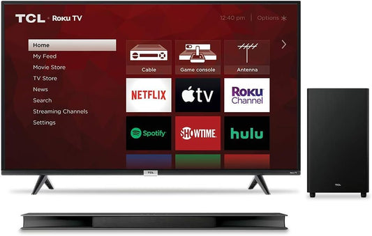 TCL 50" TV & Alto 9+ Soundbar with Subwoofer Roku Ready