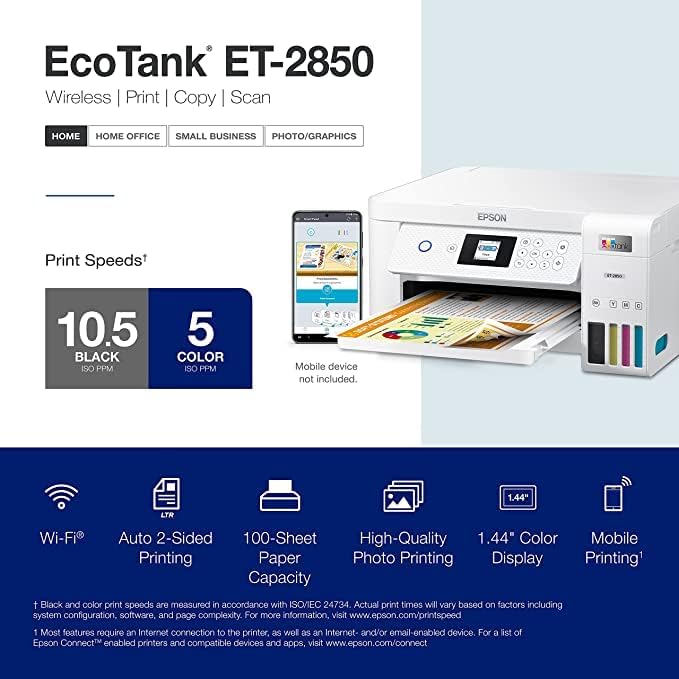 Epson ET-2850 EcoTank Wireless All-in-One Color Printer