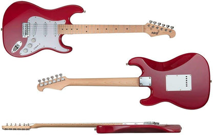 Monoprice 610162 Cali Classic Electric Guitar Wine Red Indio Series