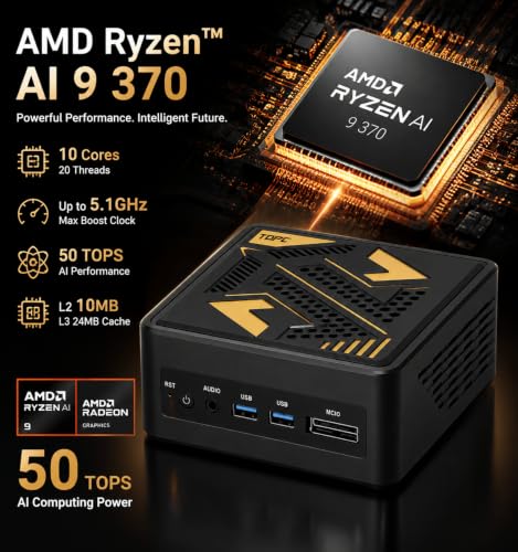 TOPCtec T01 AMD Ryzen AI 9 370 Mini PC Workstation — main product image