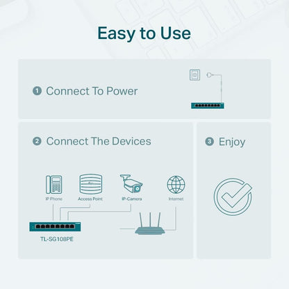 TP-Link TL-SG108PE Gigabit 8-Port Easy Smart PoE Switch