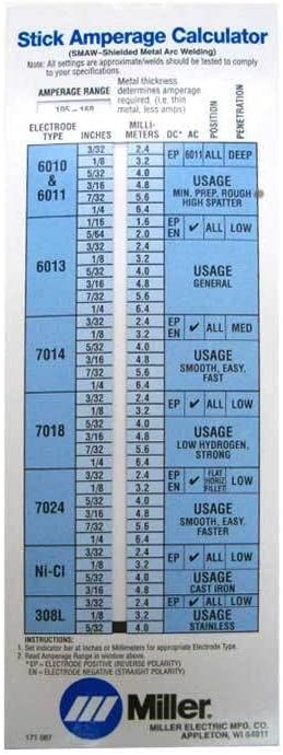 Miller 171087 Stick Welding Amperage Calculator — main product image