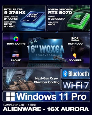 Alienware 16X Aurora Intel Ultra 9 RTX 5070 Gaming Laptop